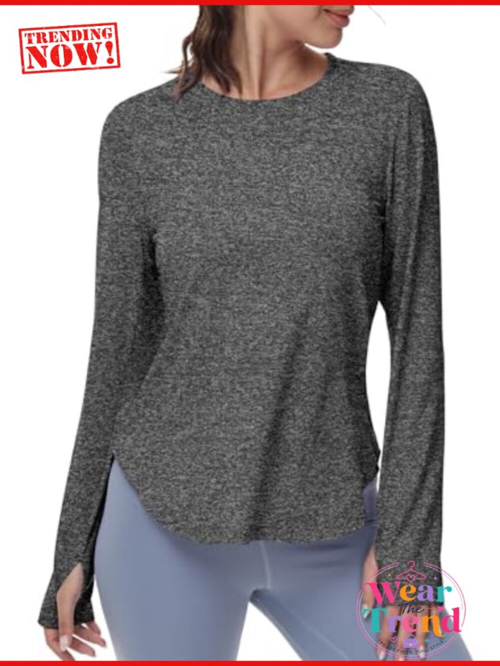 Women's Long Sleeve Workout Top Quick Dry UPF 50+ Thumbholes Yoga Running